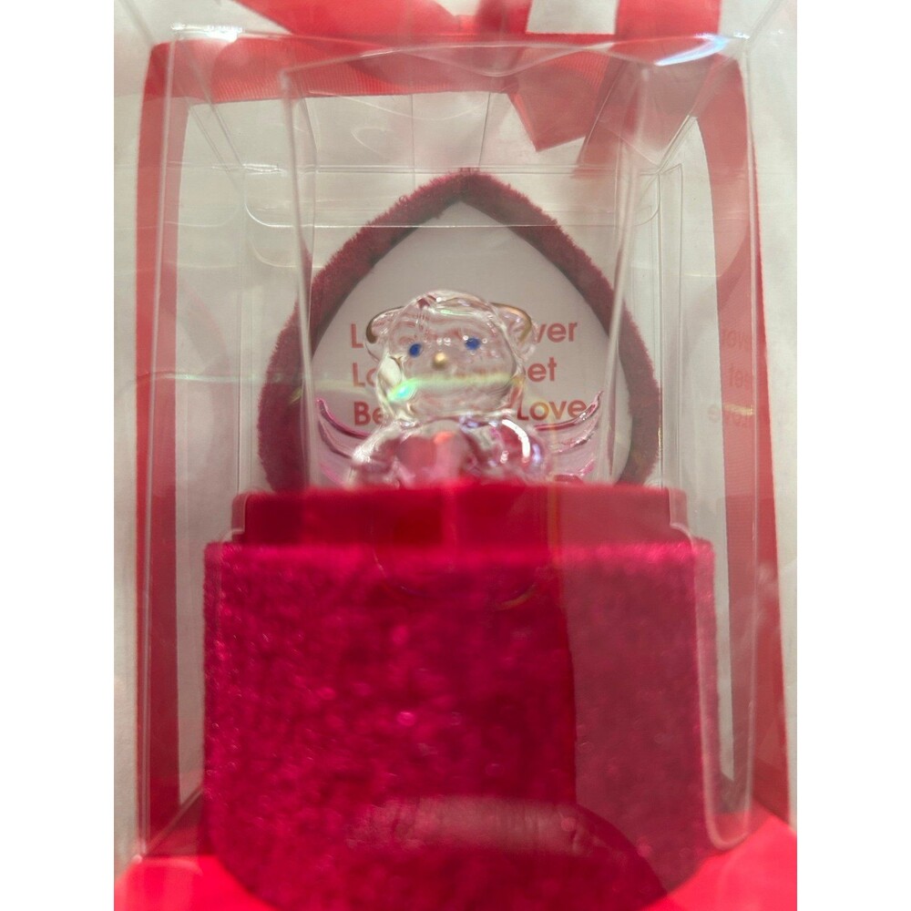 Crystal Bear figurine set in a Red Heart-shaped Box New